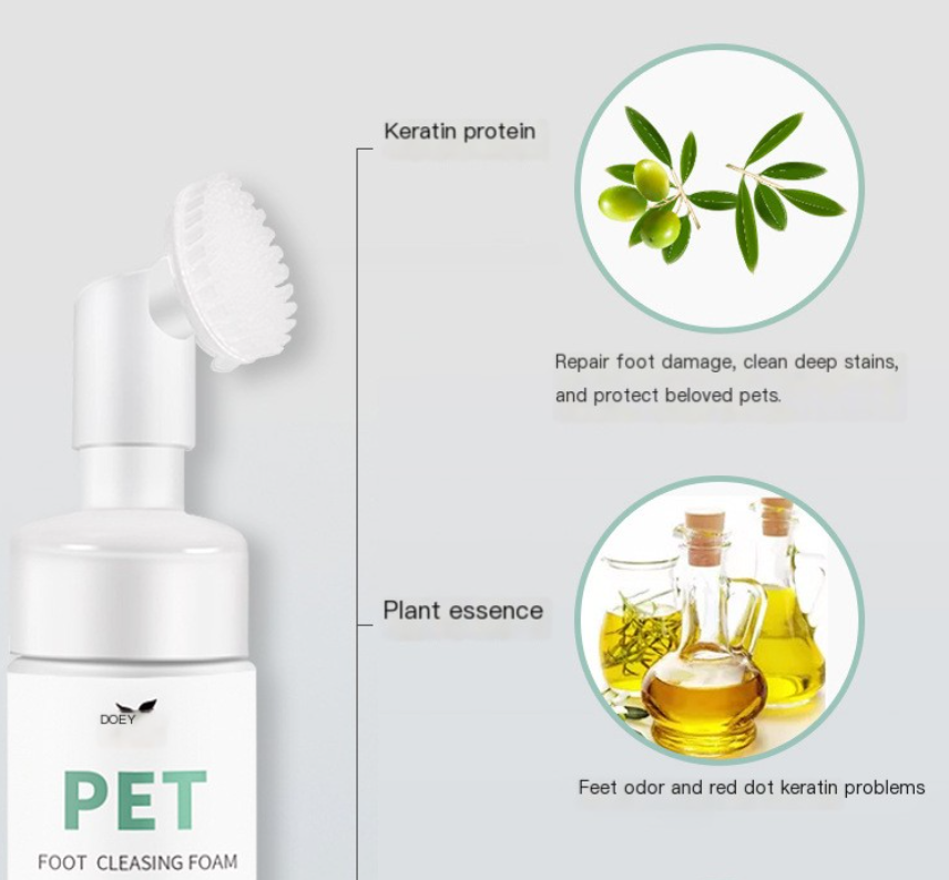 No-Rinse Foaming Paw Cleaner for Dogs & Cats - Deep Clean Silicone Brush