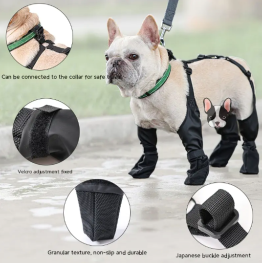 Waterproof Dog Boots & Leggings with Harness - Anti-Slip Paw Protector