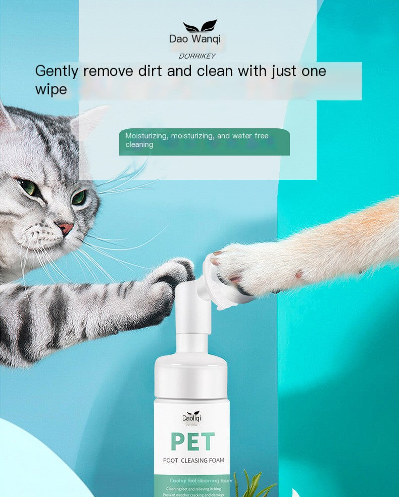 No-Rinse Foaming Paw Cleaner for Dogs & Cats - Deep Clean Silicone Brush