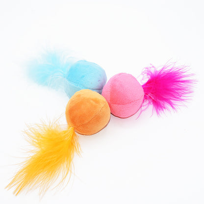 Interactive Voice-Activated Catnip Ball Toy with Feathers