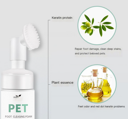 No-Rinse Foaming Paw Cleaner for Dogs & Cats - Deep Clean Silicone Brush