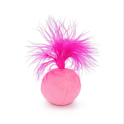Interactive Voice-Activated Catnip Ball Toy with Feathers