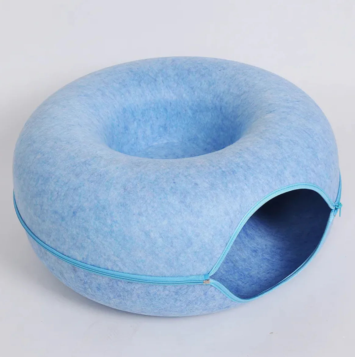 Felt Cat Tunnel & Cave Bed - Scratch-Resistant & Washable Donut Design