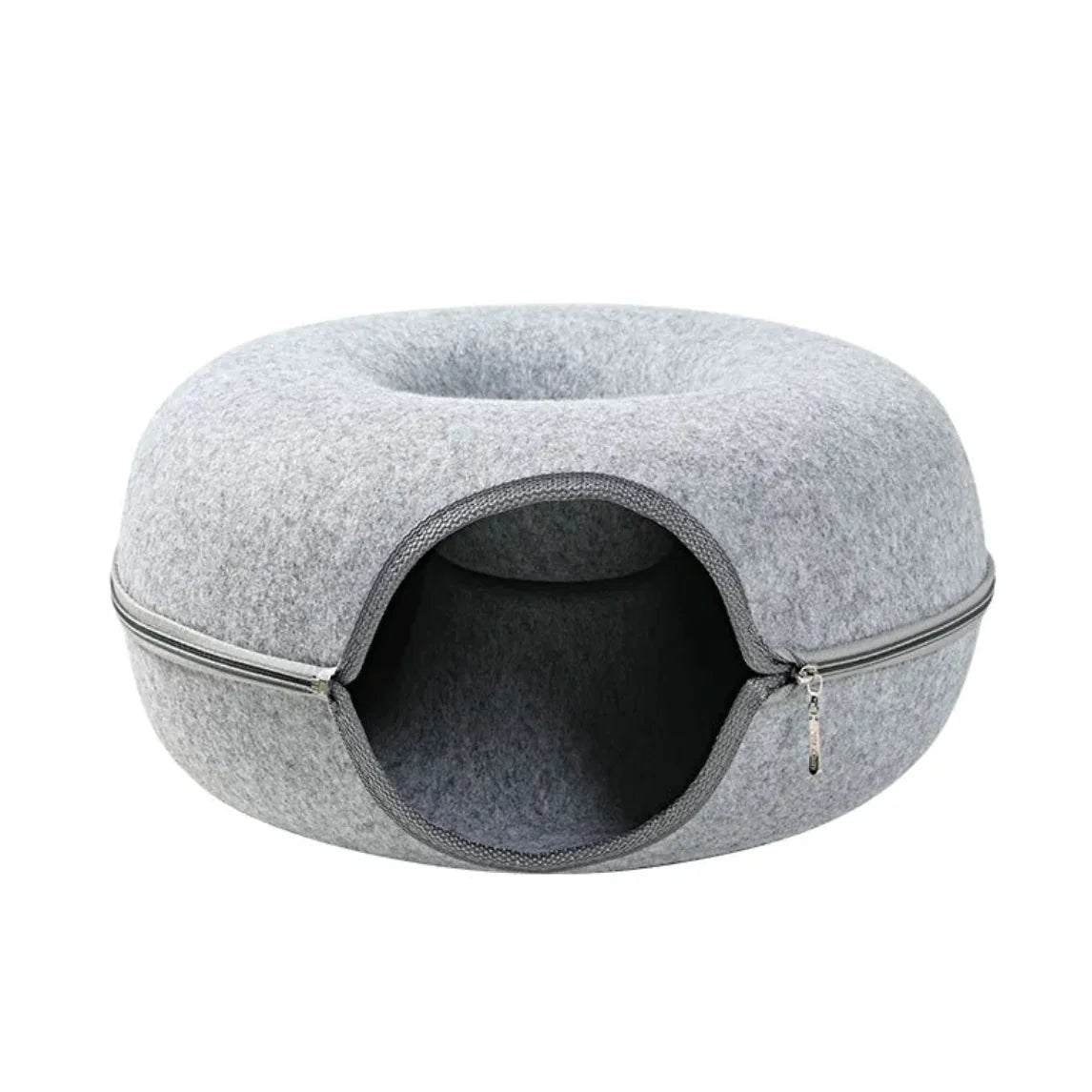 Felt Cat Tunnel & Cave Bed - Scratch-Resistant & Washable Donut Design