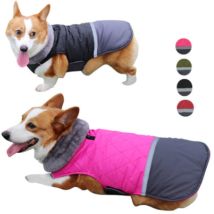 Waterproof Reversible Dog Winter Coat - Plush Fleece & Warm Turtleneck