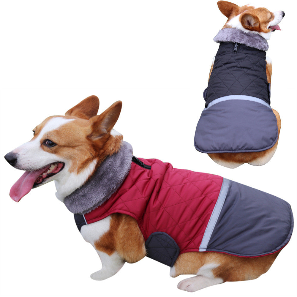 Waterproof Reversible Dog Winter Coat - Plush Fleece & Warm Turtleneck