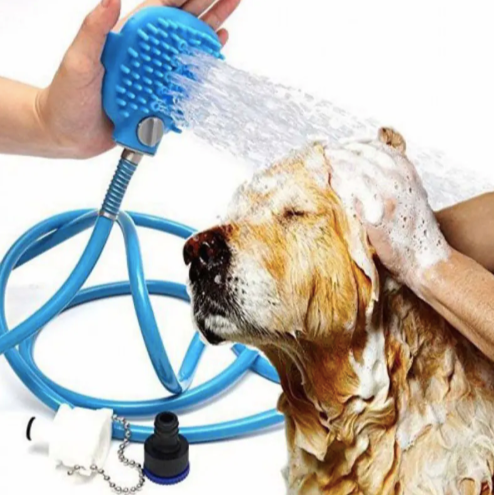 2-in-1 Pet Shower Sprayer & Brush - Easy Bathing for Dogs & Cats