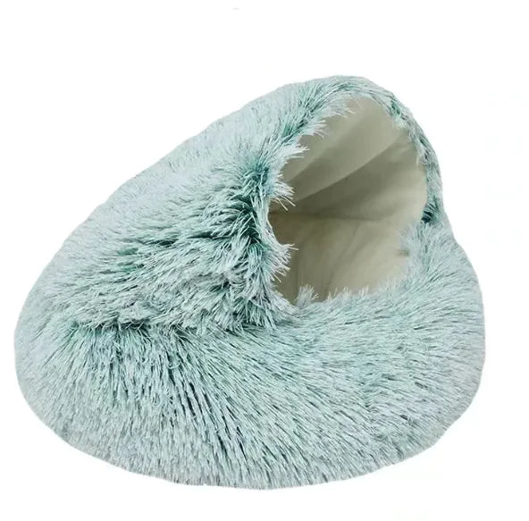 Calming Hooded Pet Cave Bed - Washable Anti-Slip Plush
