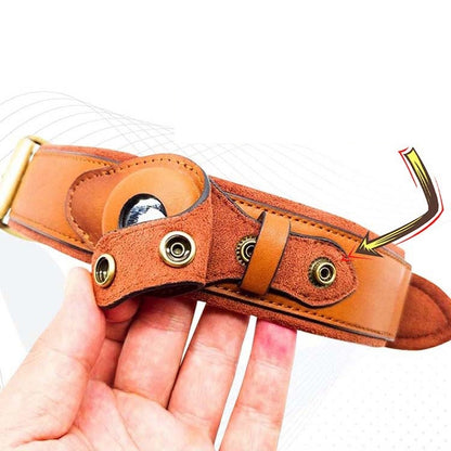 Luxury Leather Anti-Lost Dog Collar - Airtag Compatible & Padded