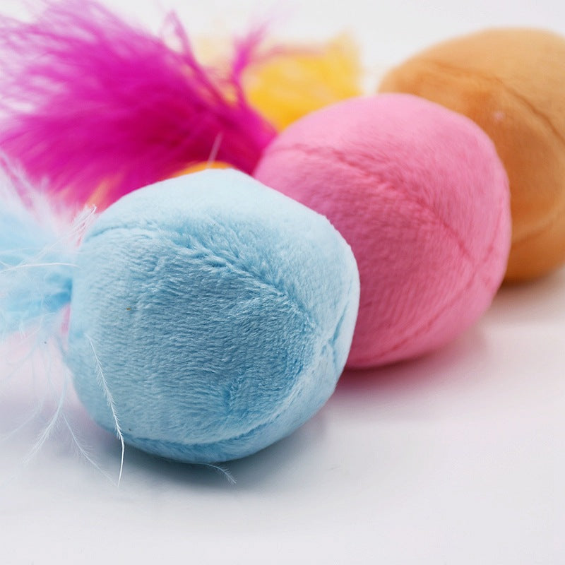 Interactive Voice-Activated Catnip Ball Toy with Feathers