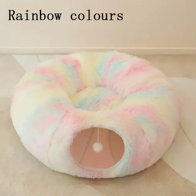 2-in-1 Round Tunnel Cat Beds