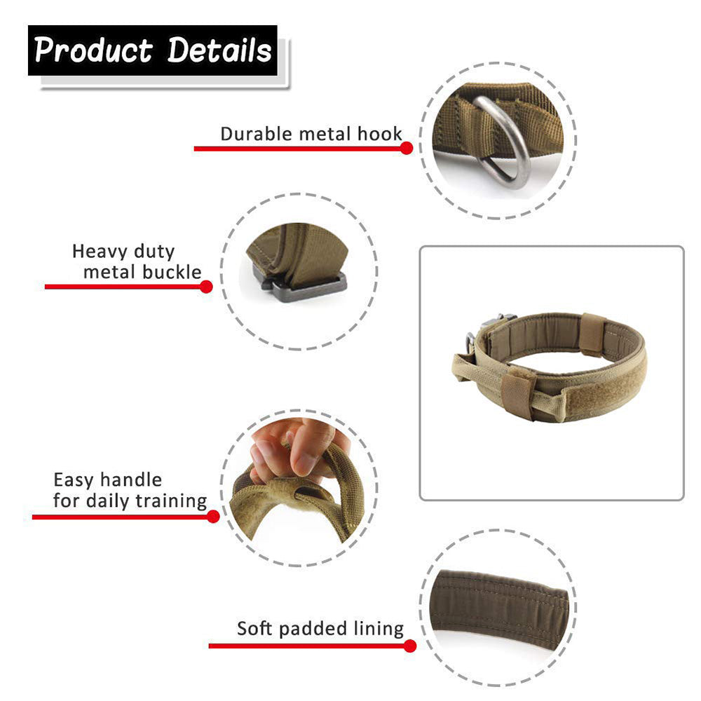 Heavy-Duty Tactical Dog Collar - Adjustable Military-Grade with Control Handle