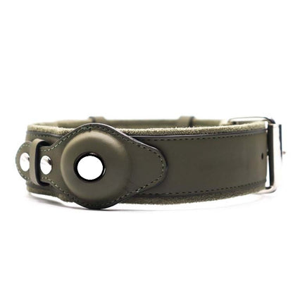 Luxury Leather Anti-Lost Dog Collar - Airtag Compatible & Padded