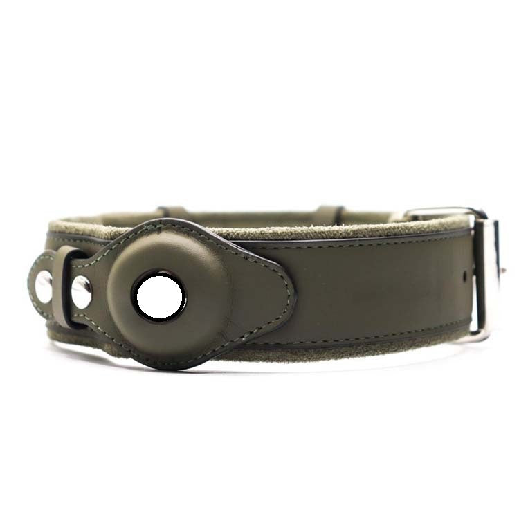 Luxury Leather Anti-Lost Dog Collar - Airtag Compatible & Padded