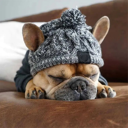 Cozy Pet Winter Hat with Ear Holes - Knitted Windproof Cap for Dogs & Cats