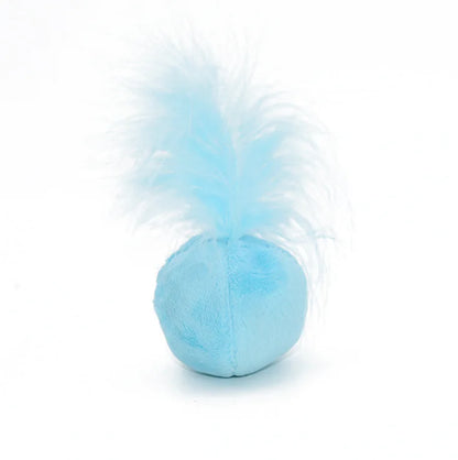 Interactive Voice-Activated Catnip Ball Toy with Feathers